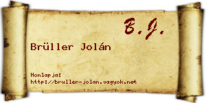 Brüller Jolán névjegykártya