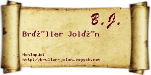 Brüller Jolán névjegykártya